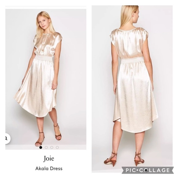 Joie Satin Akala Peach Cream Dress